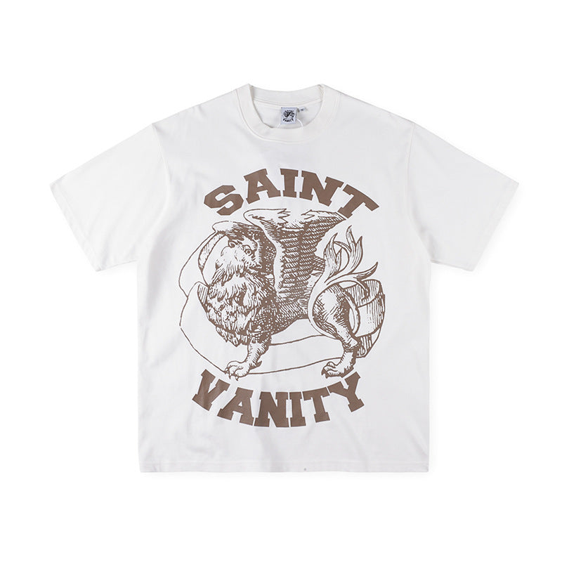 SAINT VANITY Winged Creature Graphic Short-Sleeve T-Shirt - White / Brown