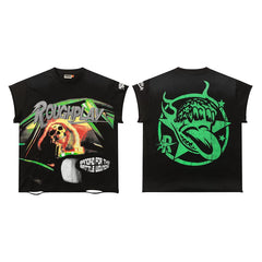 Rough Play "Bandaid for the Battle Wounds" Driving Skeleton Graphic Sleeveless Tee