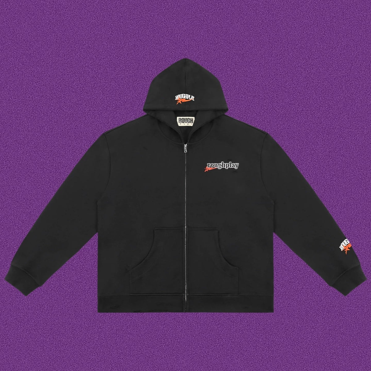 Roughplay Small Logo Full-Zip Hoodie - Black