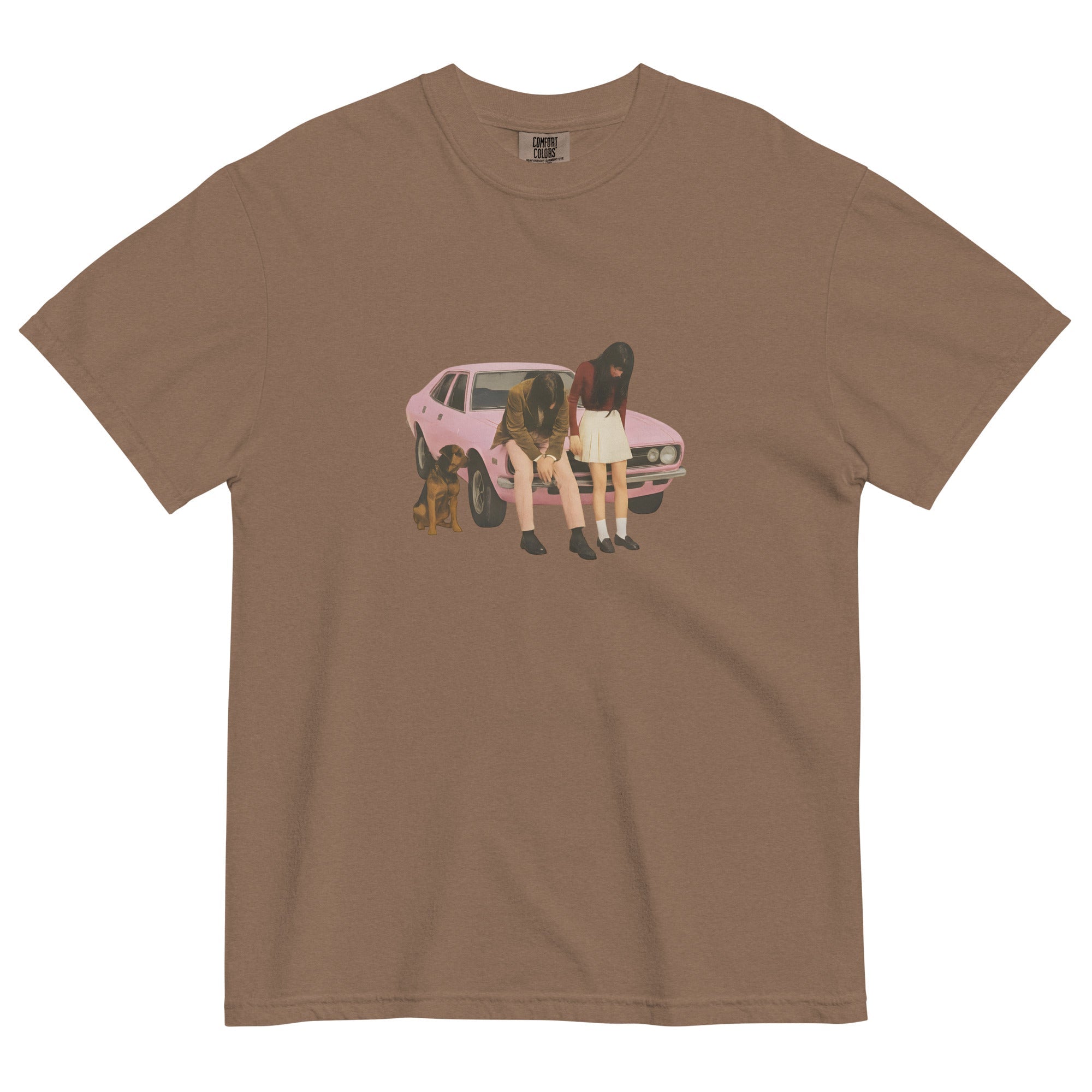 Pink Classic Car Graphic Heavyweight T-Shirt