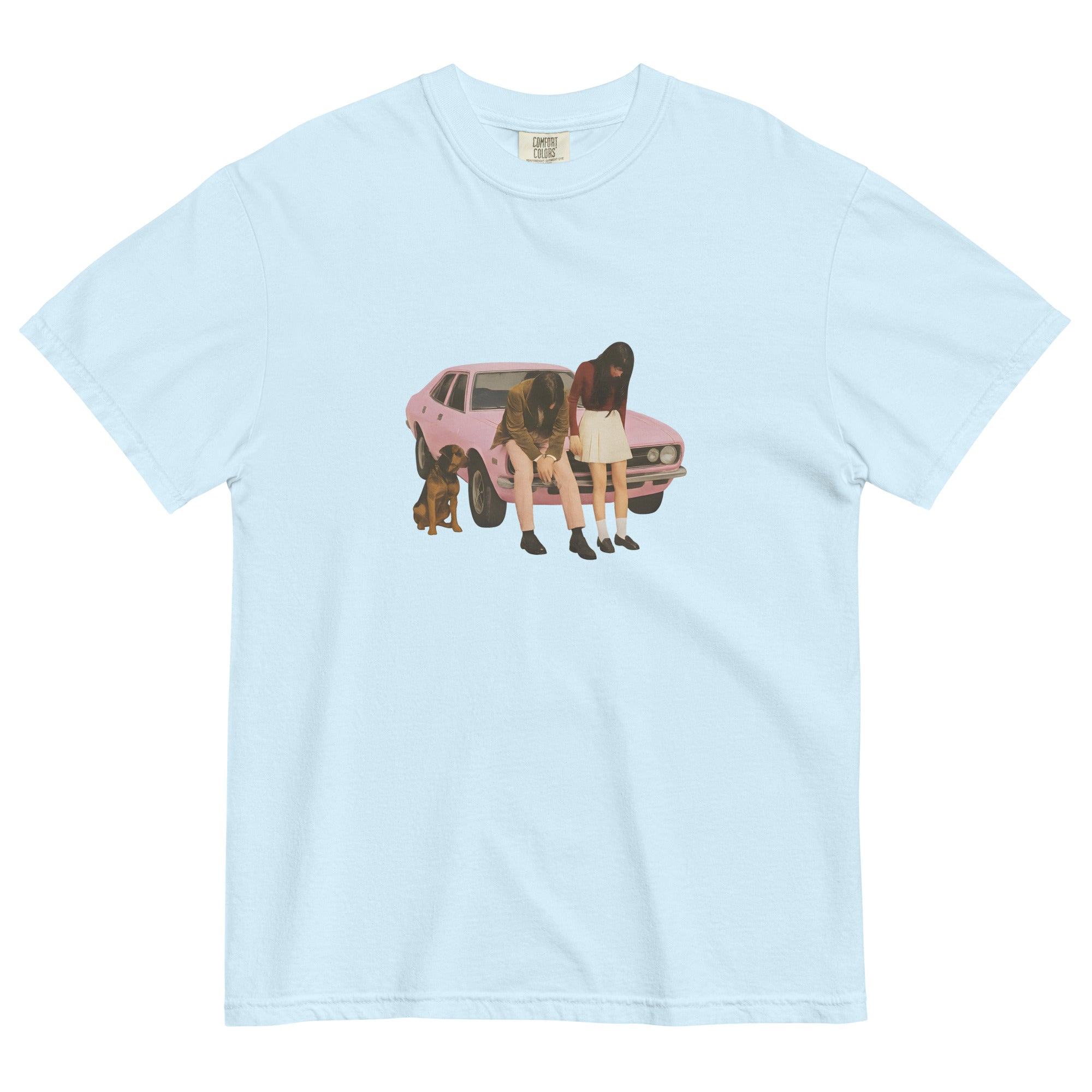 Pink Classic Car Graphic Heavyweight T-Shirt