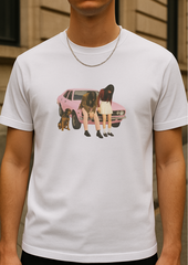Pink Classic Car Graphic Heavyweight T-Shirt