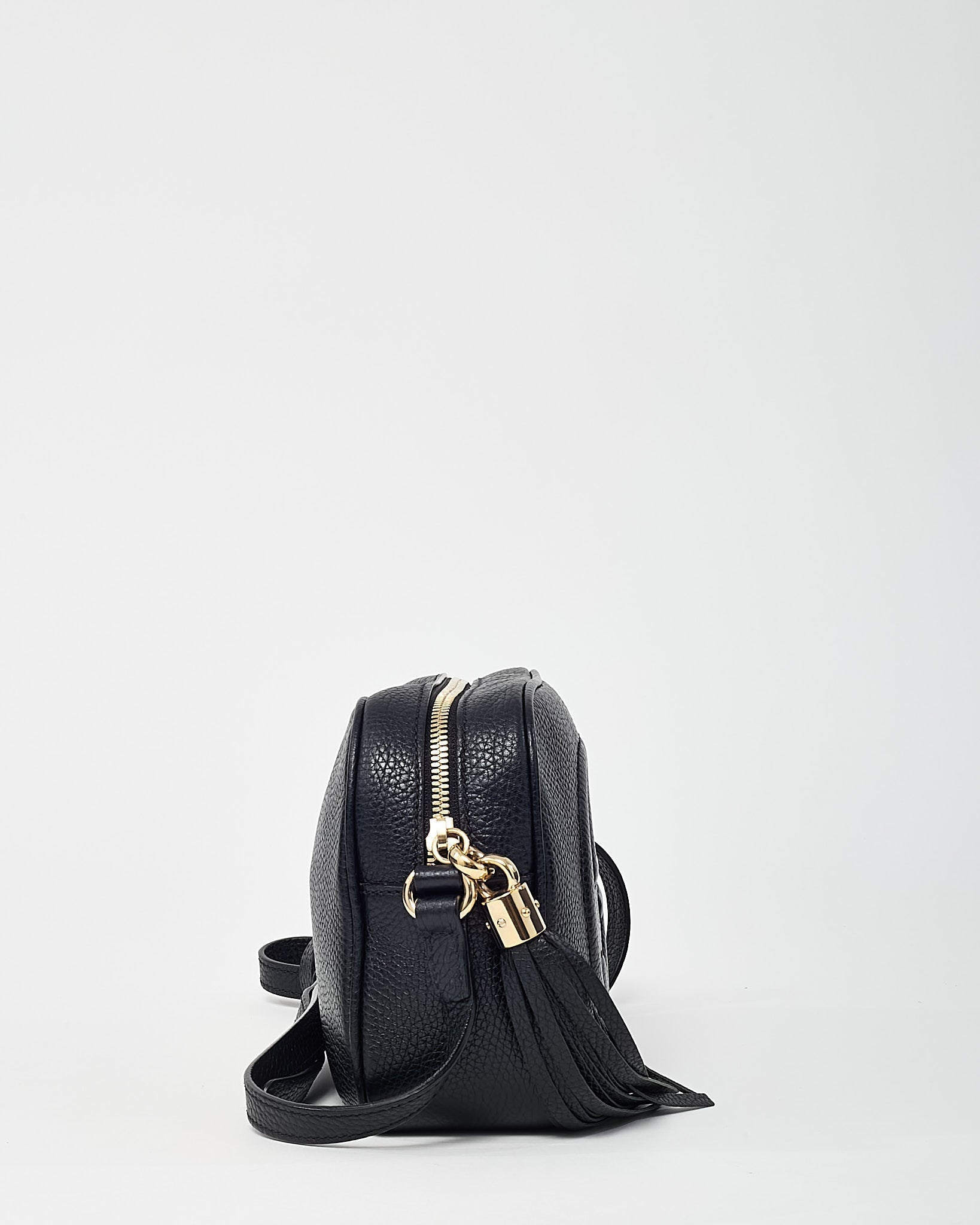 Gucci Black Pebbled Calfskin Leather GG Soho Disco Crossbody Bag