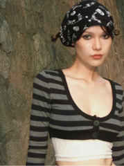 Trashy Y2K Striped Low Cut Long Sleeve Crop Top