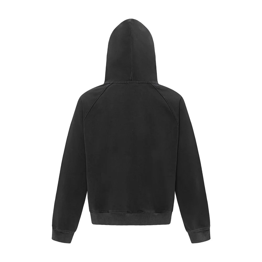 Washed Y2K Distressed Graphic Print Hoodie