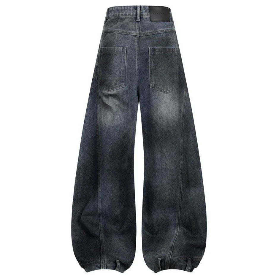 Wide Leg Y2K Distressed Denim Barrel Jeans
