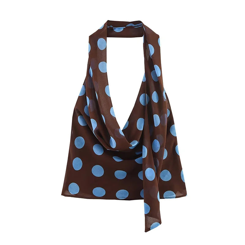 Womens Polka Dot Vest Y2K Halter Top