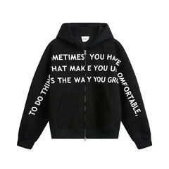 Y2K Affirmation Graphic Text Zip Up Hoodie