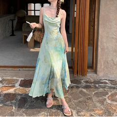 Y2K Cinched Waist Fish Tail A-line Maxi Dress