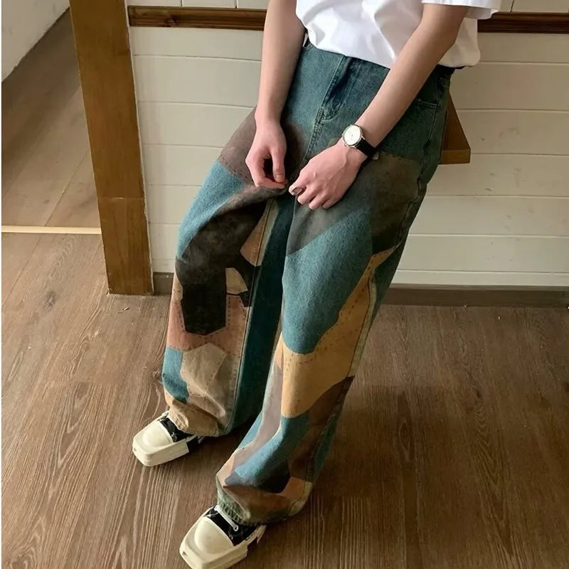 Y2K Fashion Patchwork Distressed Baggy Jeans