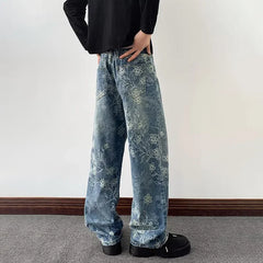 Y2K Floral Jacquard Embroidered Straight Leg Jeans