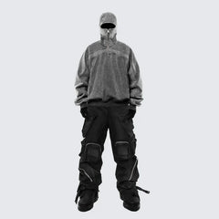 Y2K Grey Balaclava Zip Up Hoodie