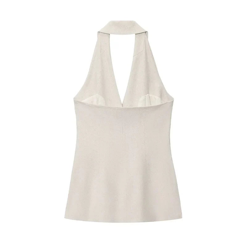 Y2K Halter Sleeveless Low Cut Top Vest