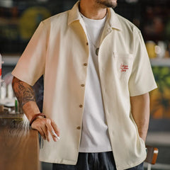Y2K Hawaiian Embroidered Short Sleeve Work Shirt