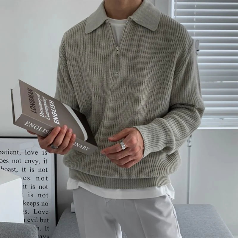 Y2K Knitted Lapel 1/4 Zip Jumper Sweater