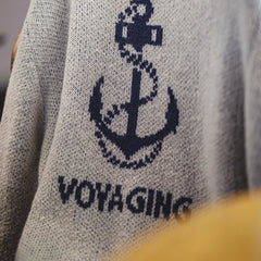 Y2K Knitted Print O Neck Jumper Sweater
