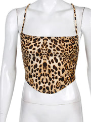 Y2K Leopard Print Strapy Back Top