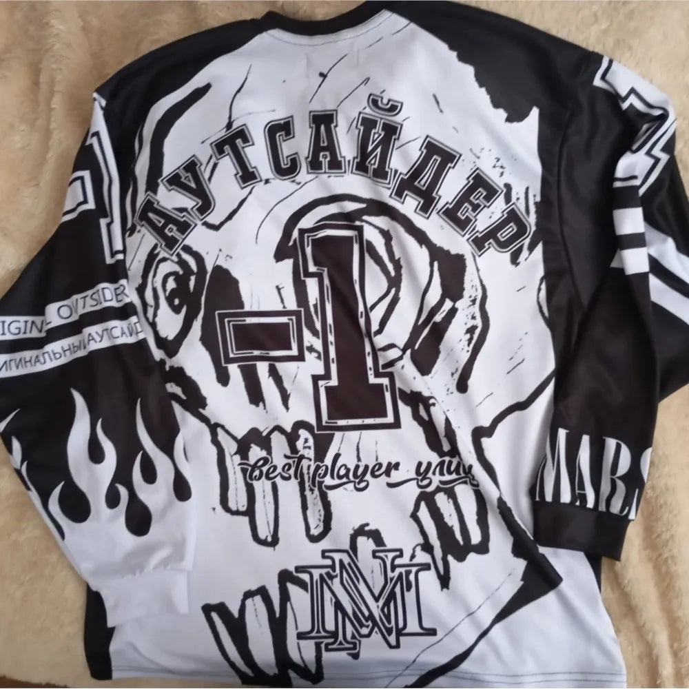 Y2K Oversized Jersey Long Sleeve Top T-Shirt