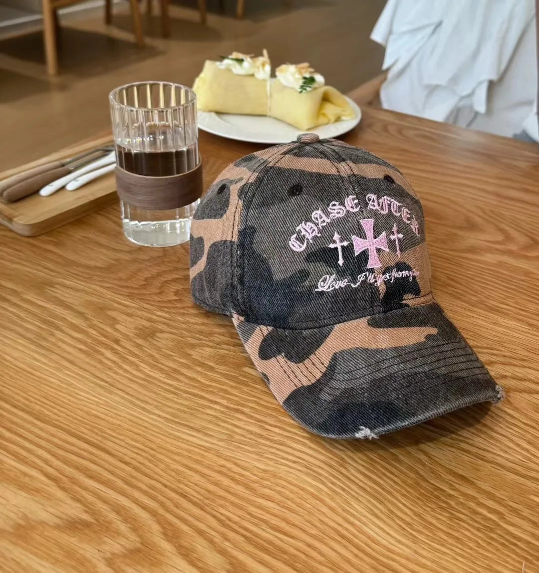 Y2K Retro Cross Camo Baseball Cap