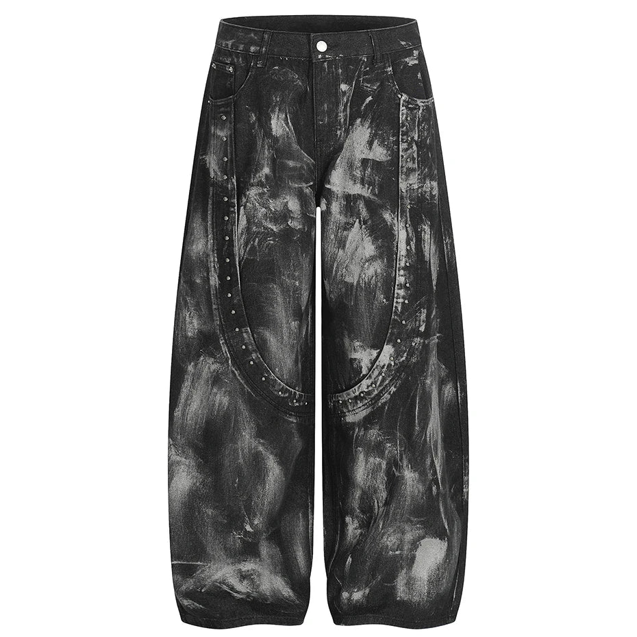 Y2K Rivet Patchwork Painter Baggy Jeans