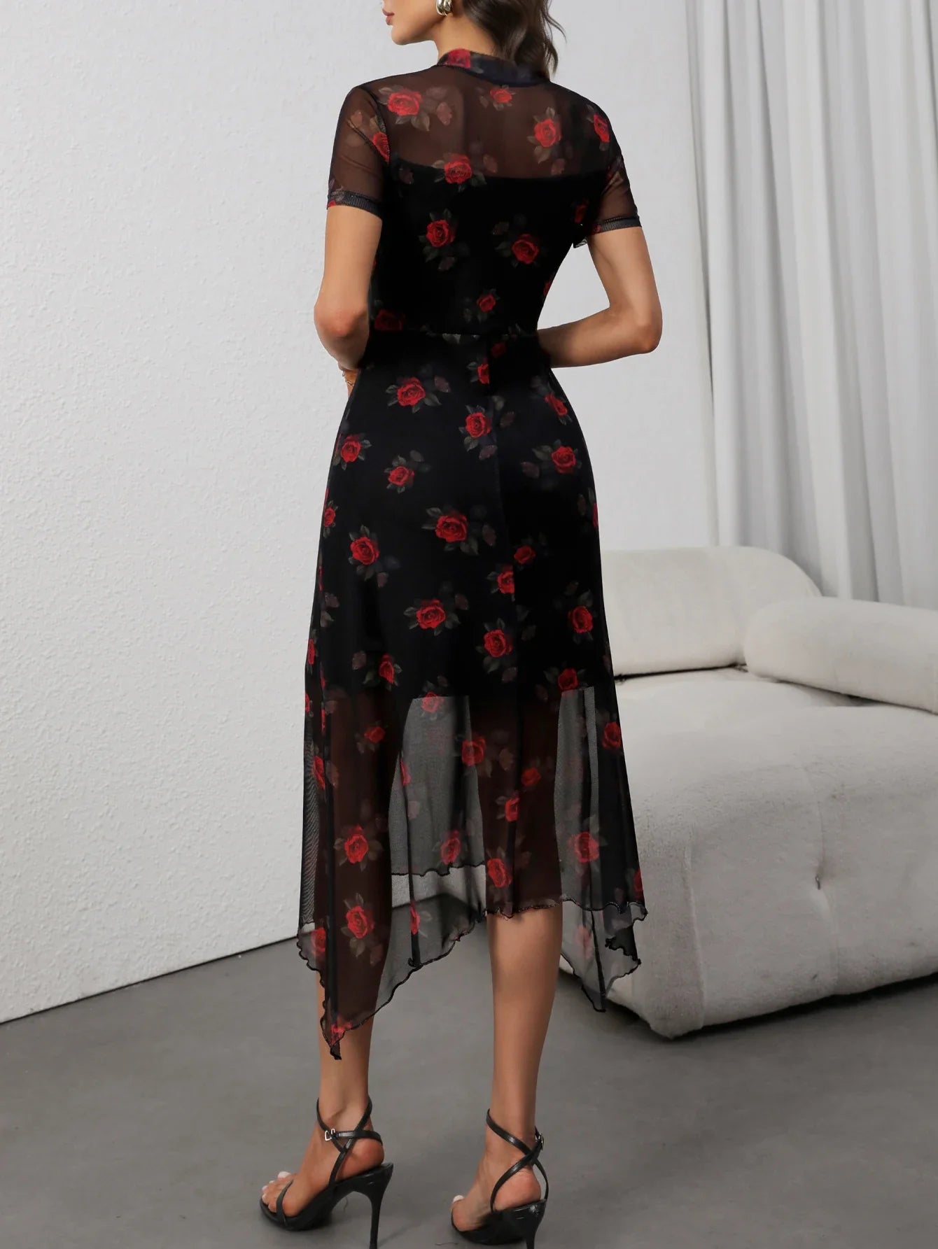 Y2K Rose Thorn Print Mini Dress