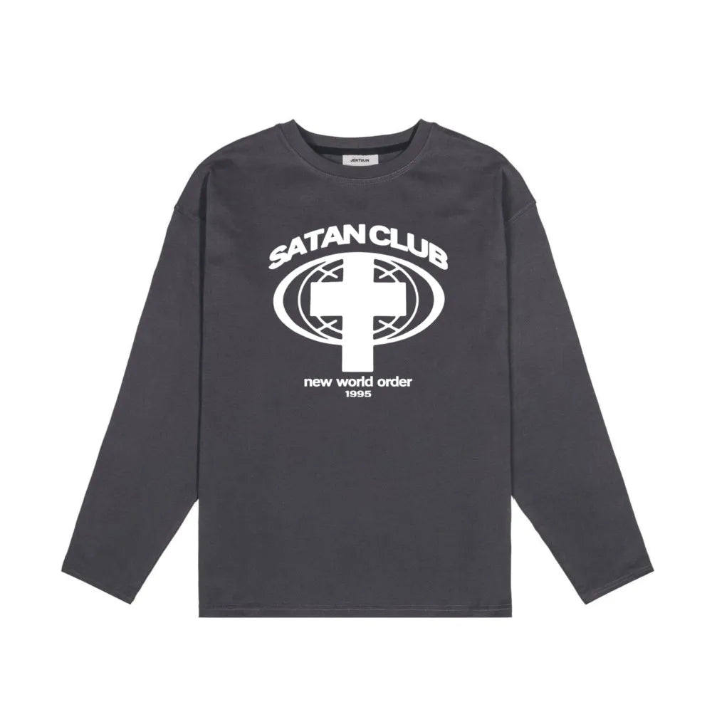 Y2K Satan Club Graphic Long Sleeve Top T-Shirt