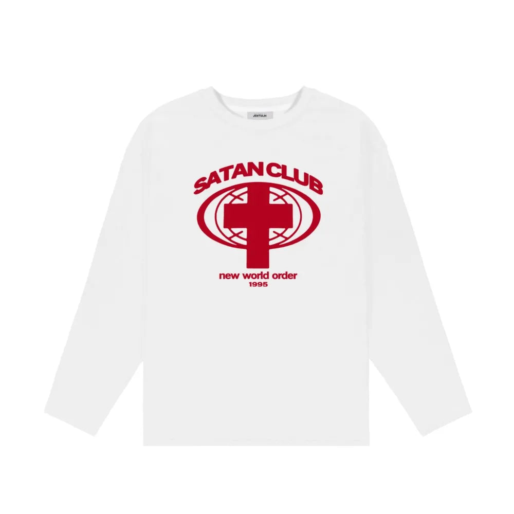 Y2K Satan Club Graphic Long Sleeve Top T-Shirt