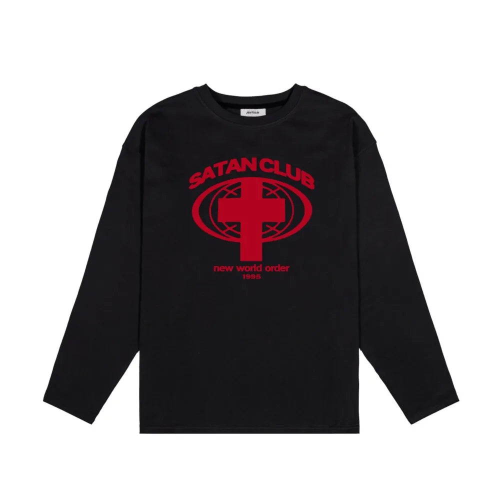 Y2K Satan Club Graphic Long Sleeve Top T-Shirt
