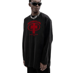 Y2K Satan Club Graphic Long Sleeve Top T-Shirt
