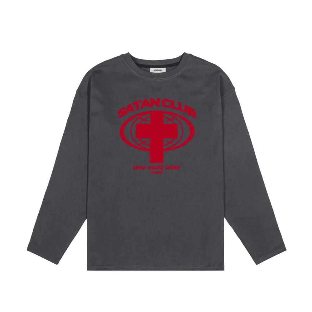 Y2K Satan Club Graphic Long Sleeve Top T-Shirt