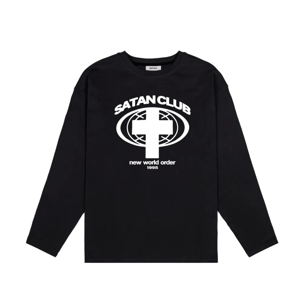 Y2K Satan Club Graphic Long Sleeve Top T-Shirt