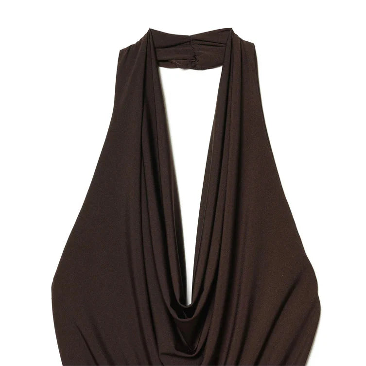 Y2K Sexy Backless Halter Plunge Low Cut Top