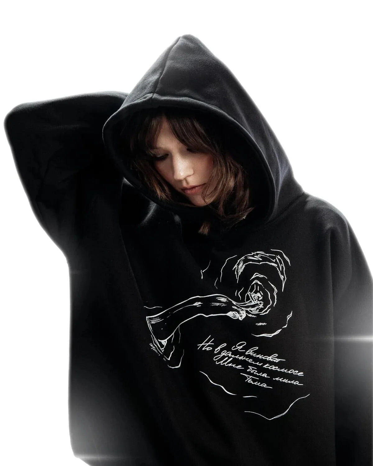 Y2K Smoking Portrait Graphic Hoodie