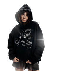 Y2K Smoking Portrait Graphic Hoodie