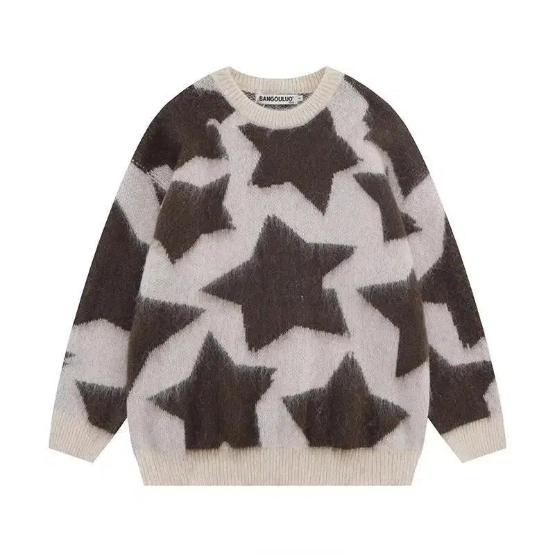 Y2K Star Struck Woven Plaid Knit Jumper