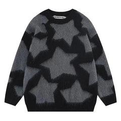 Y2K Star Struck Woven Plaid Knit Jumper