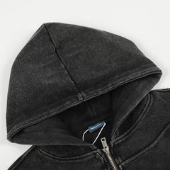 Y2K Washed Structured Full Zip Up Hoodie