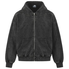 Y2K Washed Structured Full Zip Up Hoodie
