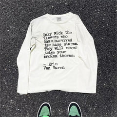 Y2K Words Of Wisdom Long Sleeve Graphic Top T Shirts