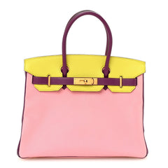 Chevre Mysore Horseshoe Birkin 30 Rose Confetti Anemone Lime