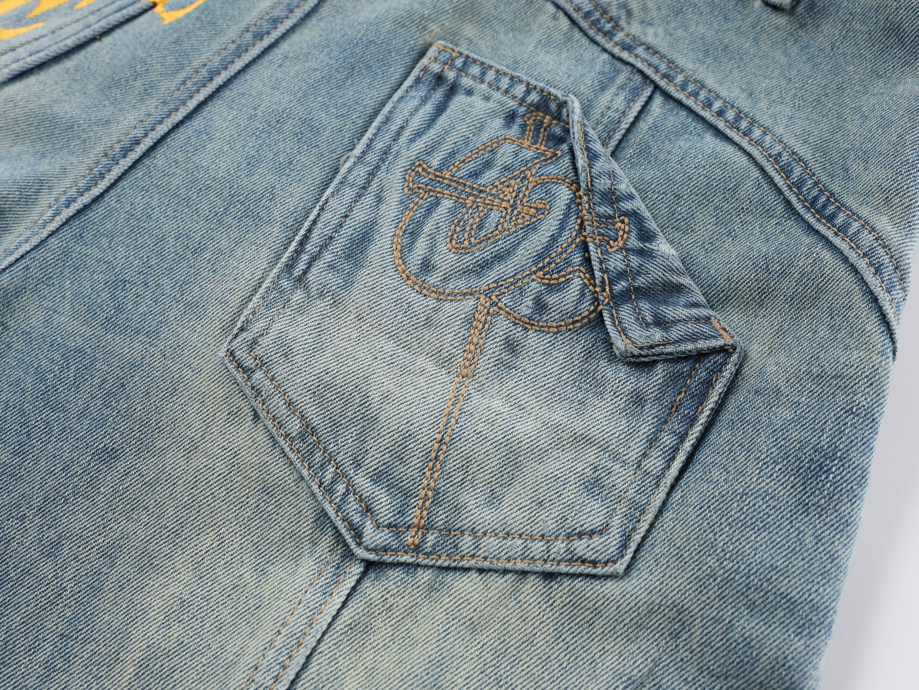 CapCabin Graphic Wide-Leg Denim Pants