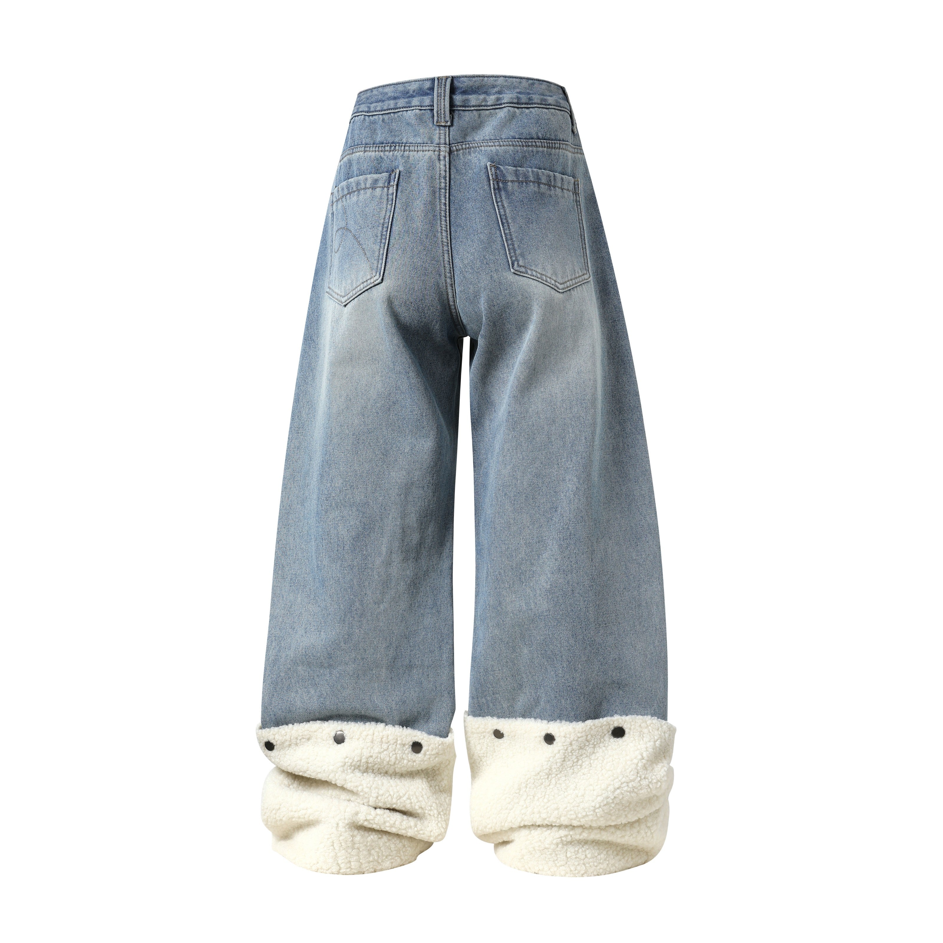 CapCabin Fleece-Lined Stacked Denim Pants