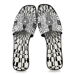 Calfskin Printed Op'H Oran Sandals 40.5 Black White