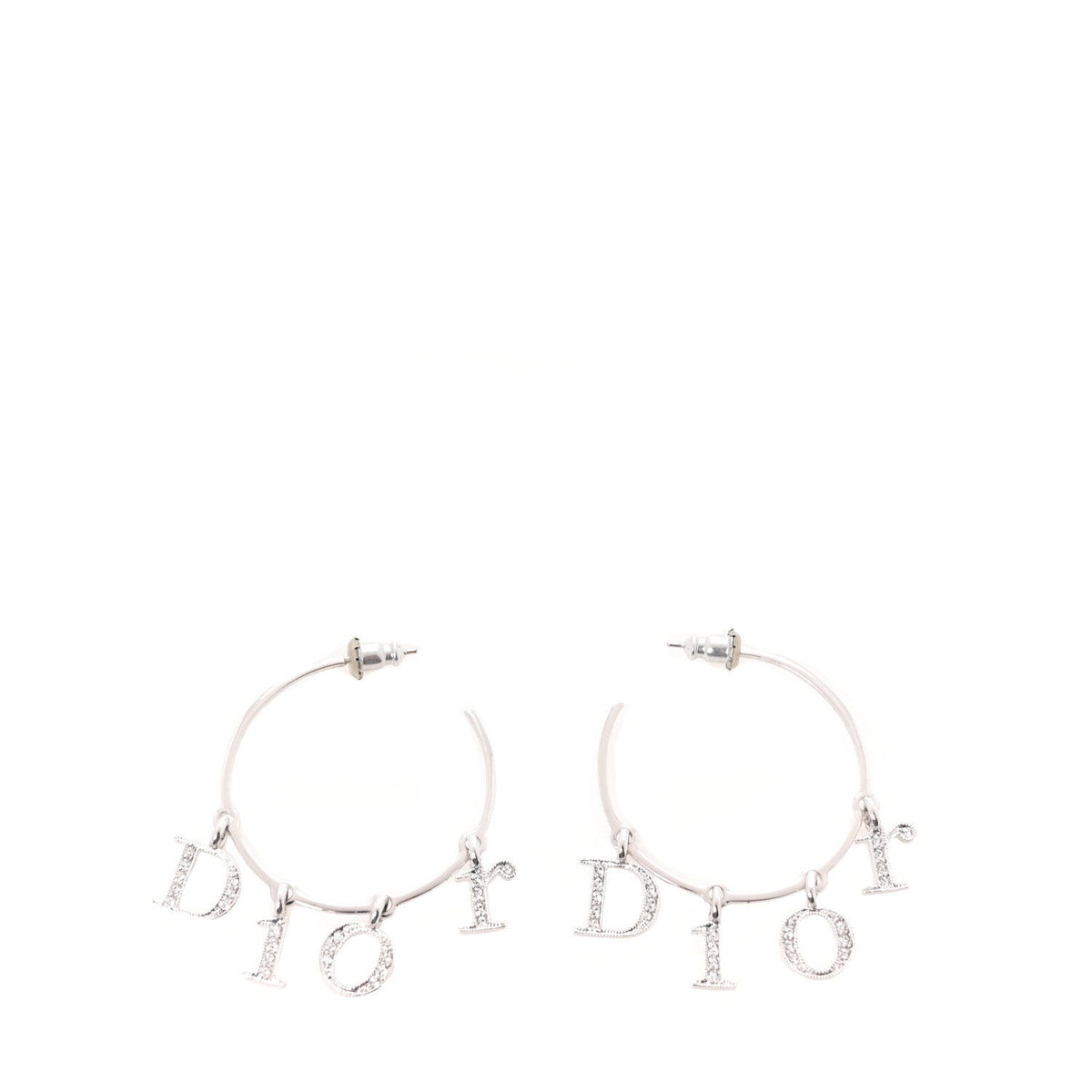 Crystal Hoop Earrings Silver