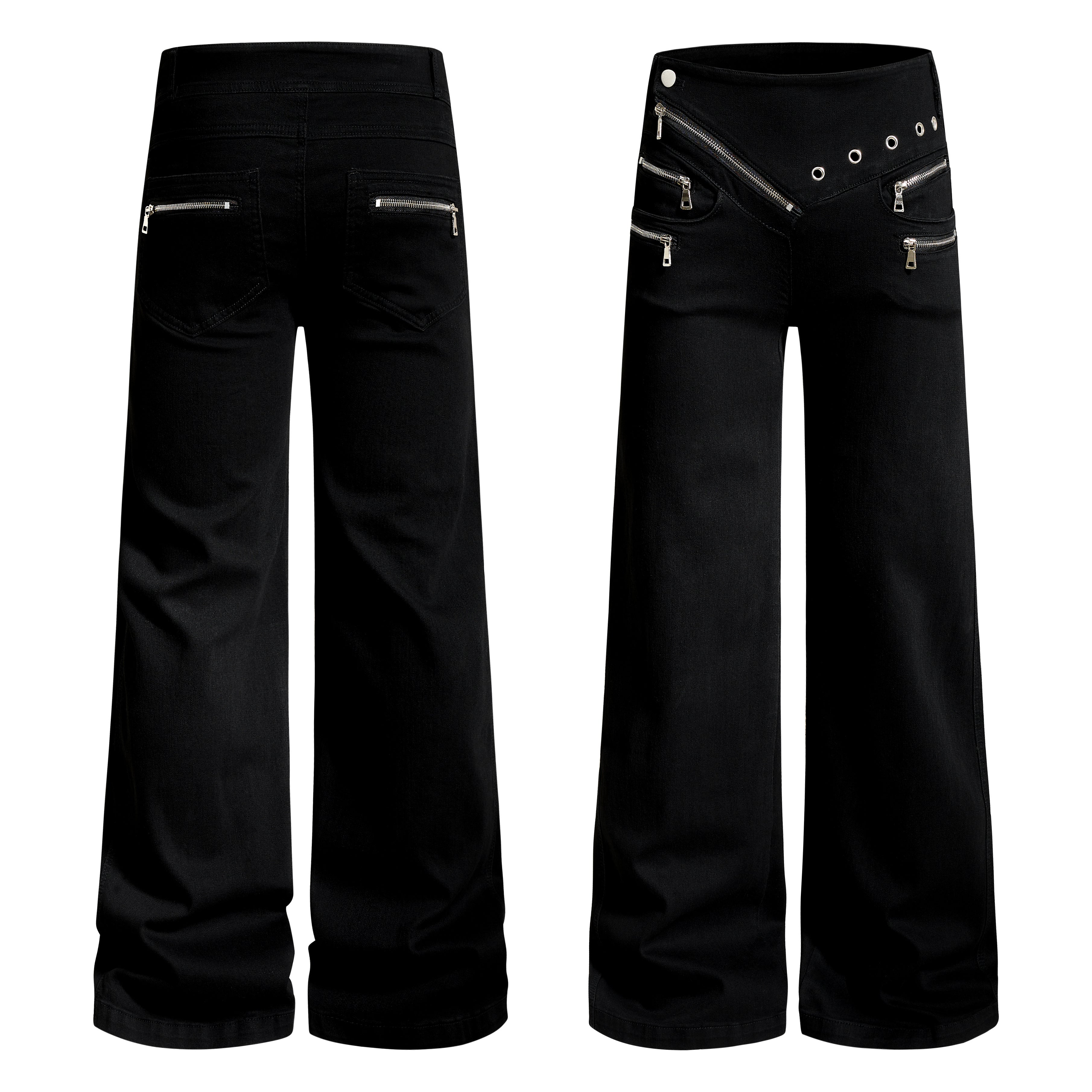 CapCabin Zipper Detail Flared Pants