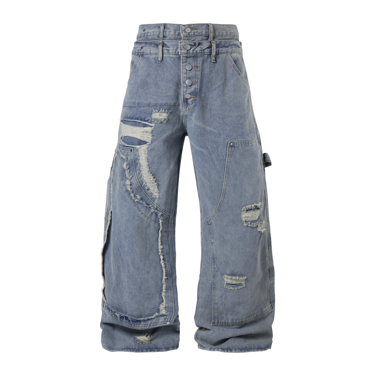 CapCabin Distressed Panel Denim Pants