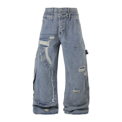 CapCabin Distressed Panel Denim Pants