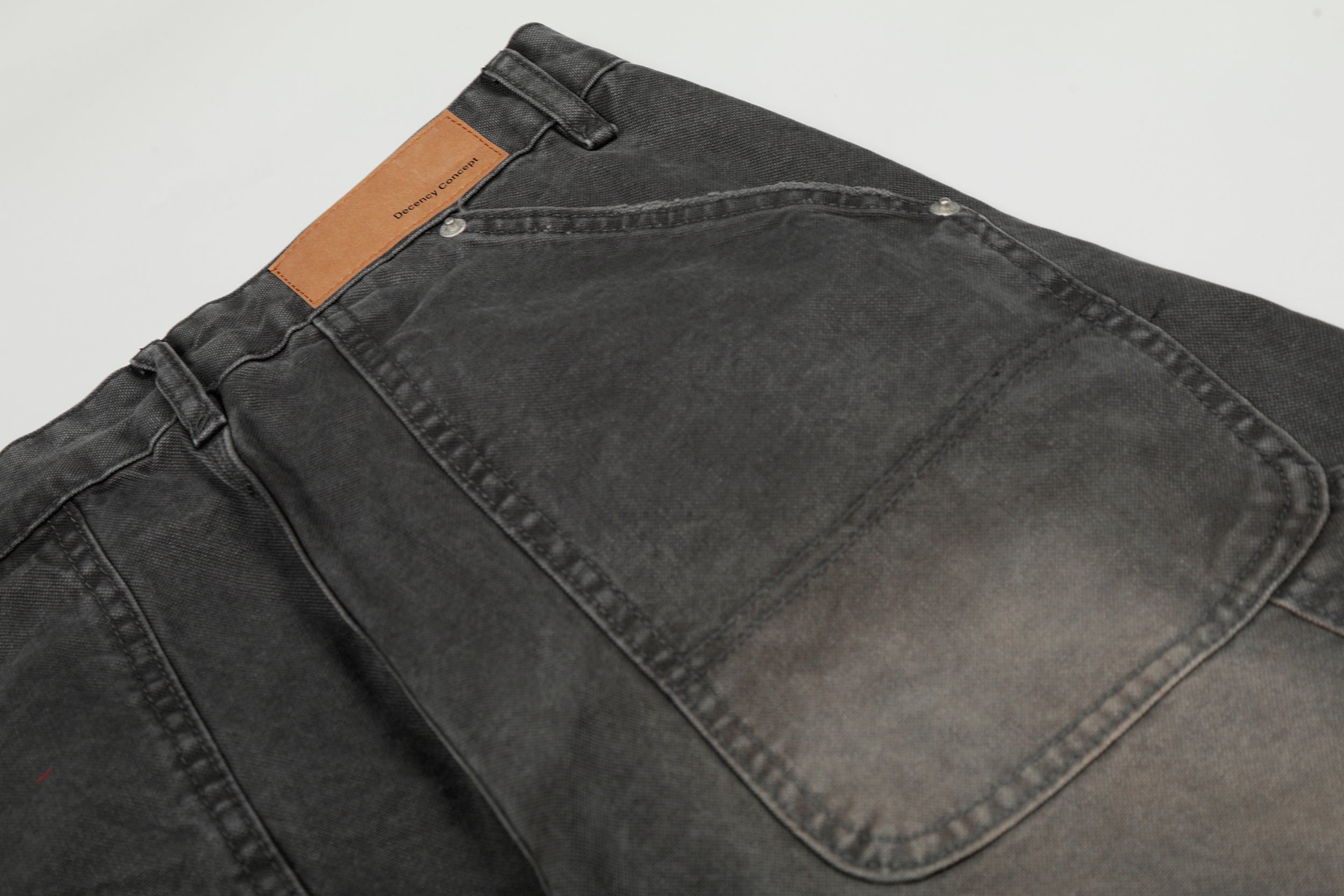 CapCabin Washed Utility Wide-Leg Denim Pants