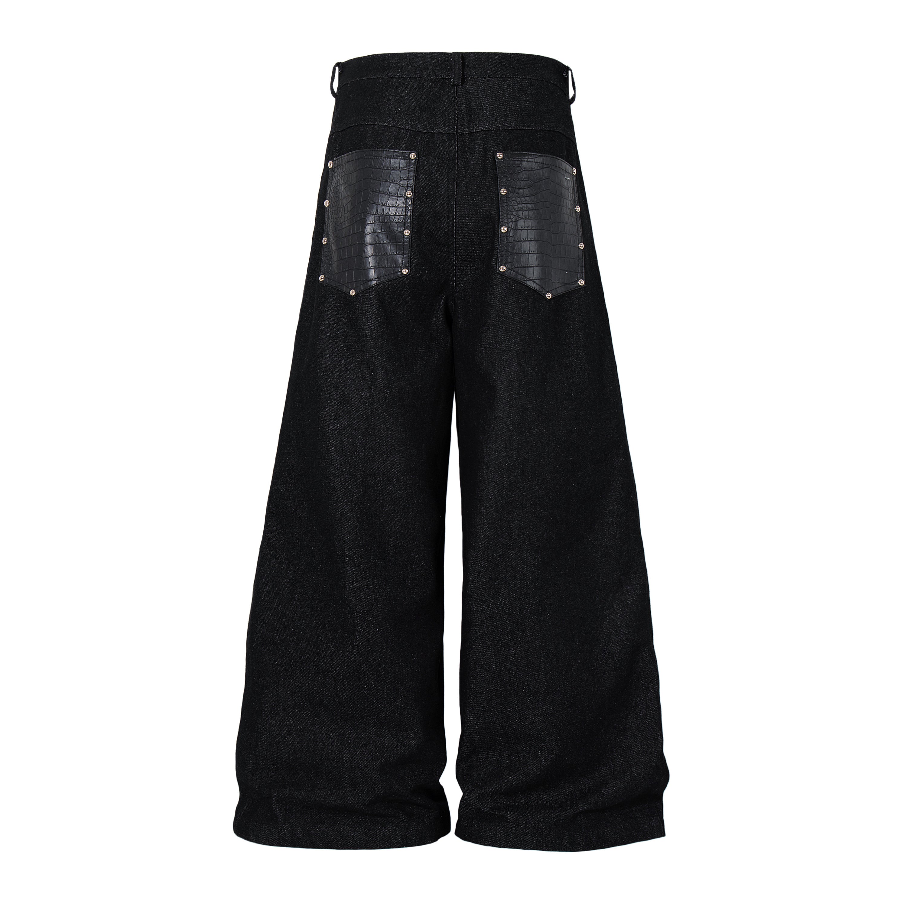 CapCabin Panel-Detail Wide Leg Denim Pants