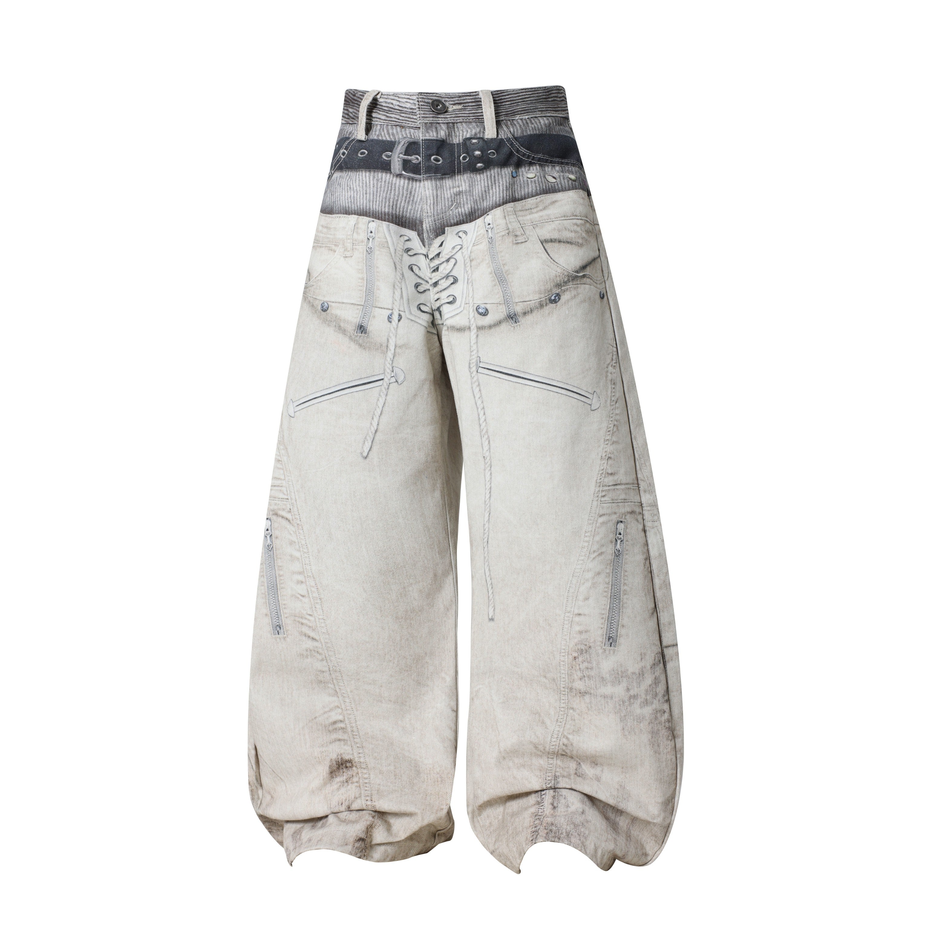 CapCabin “Layered Belt Utility Balloon Jeans”